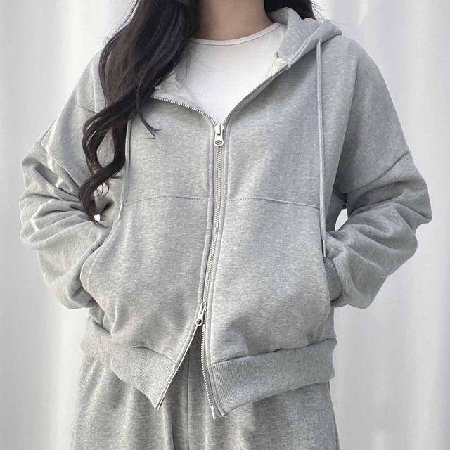 [당일출고/투웨이 후드집업/기모 추가가능/튼튼한 지퍼] 여성 여자 봄 가을 겨울 크롭 후드 집업 (3 color) / 투웨이집업 크롭후드집업 크롭 후드집업 기모후드집업