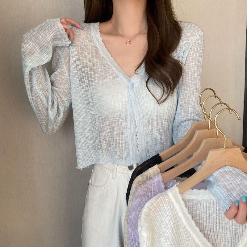 커브미 보일듯 말듯 여리여리 얇은 시스루 스무디 봄가디건 여름가디건 간절기가디건 끈가디건 크롭가디건 비치가디건 휴양지가디건