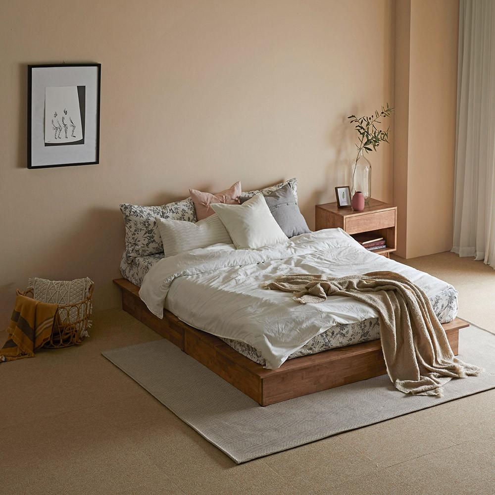 [모든 사이즈 주문 가능] 베이직 헤드리스 무헤드 원목 침대 평상형 수납 추가