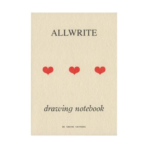 128p Plain Notebook_Heart_Antique White
