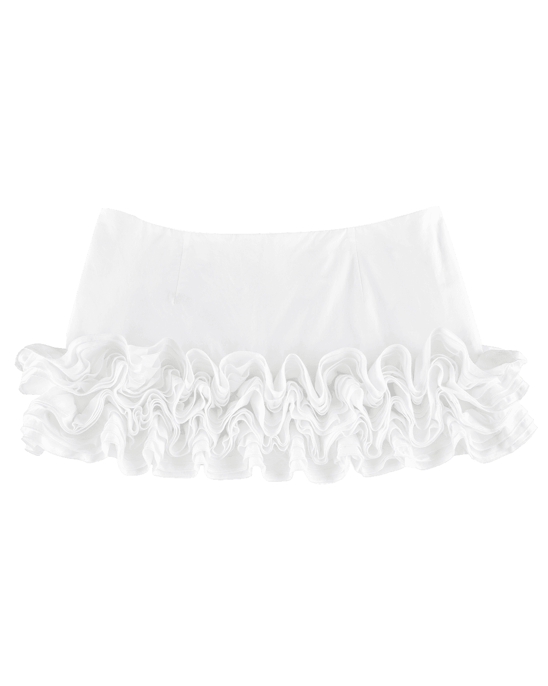 Ruffle Hem Mini Skirt - White - XS