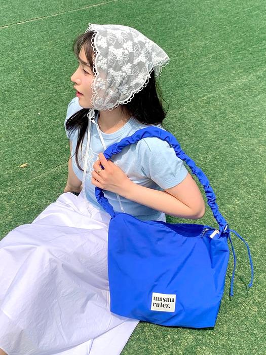Nylon 2way shirring hobo bag_Blue