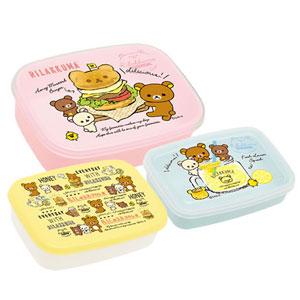 리락쿠마 3단 사각 도시락(햄버거)