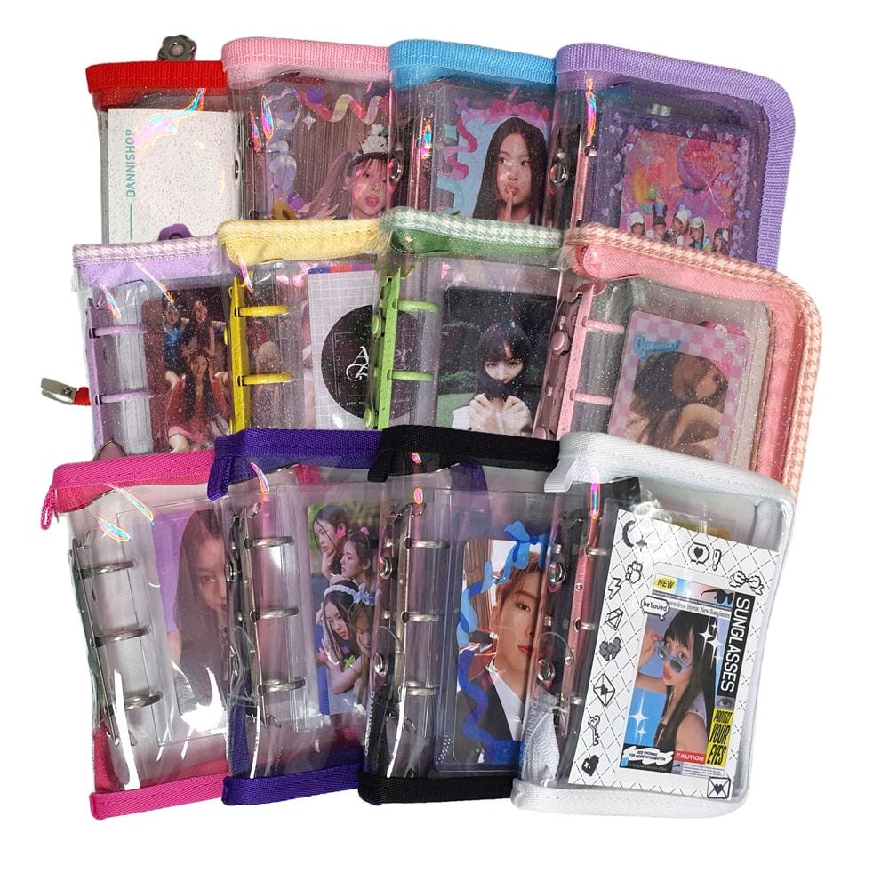 [다니샵] 3공 글리터 투명 지퍼 포카 바인더