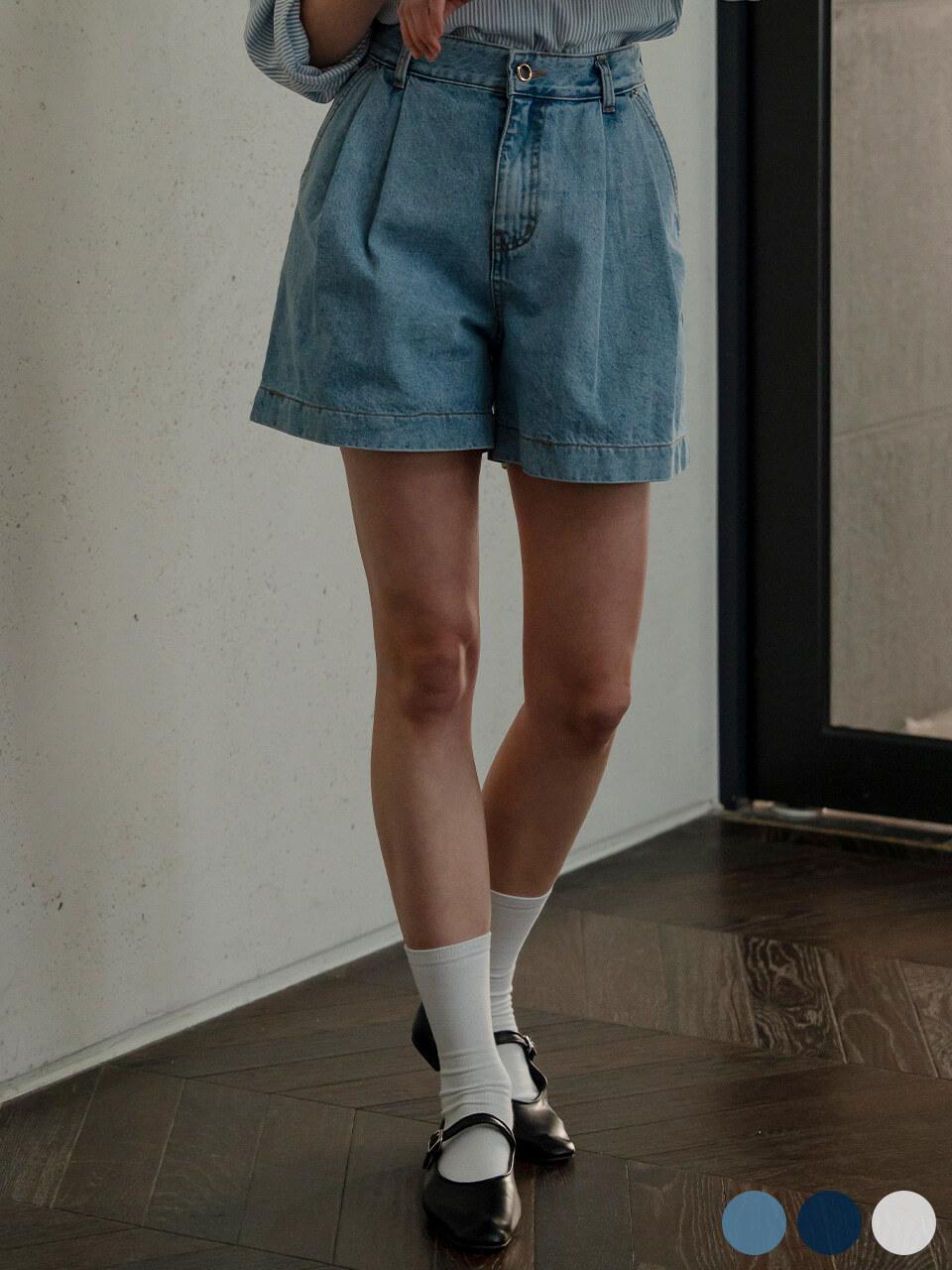 USA two tuck short denim[3color]