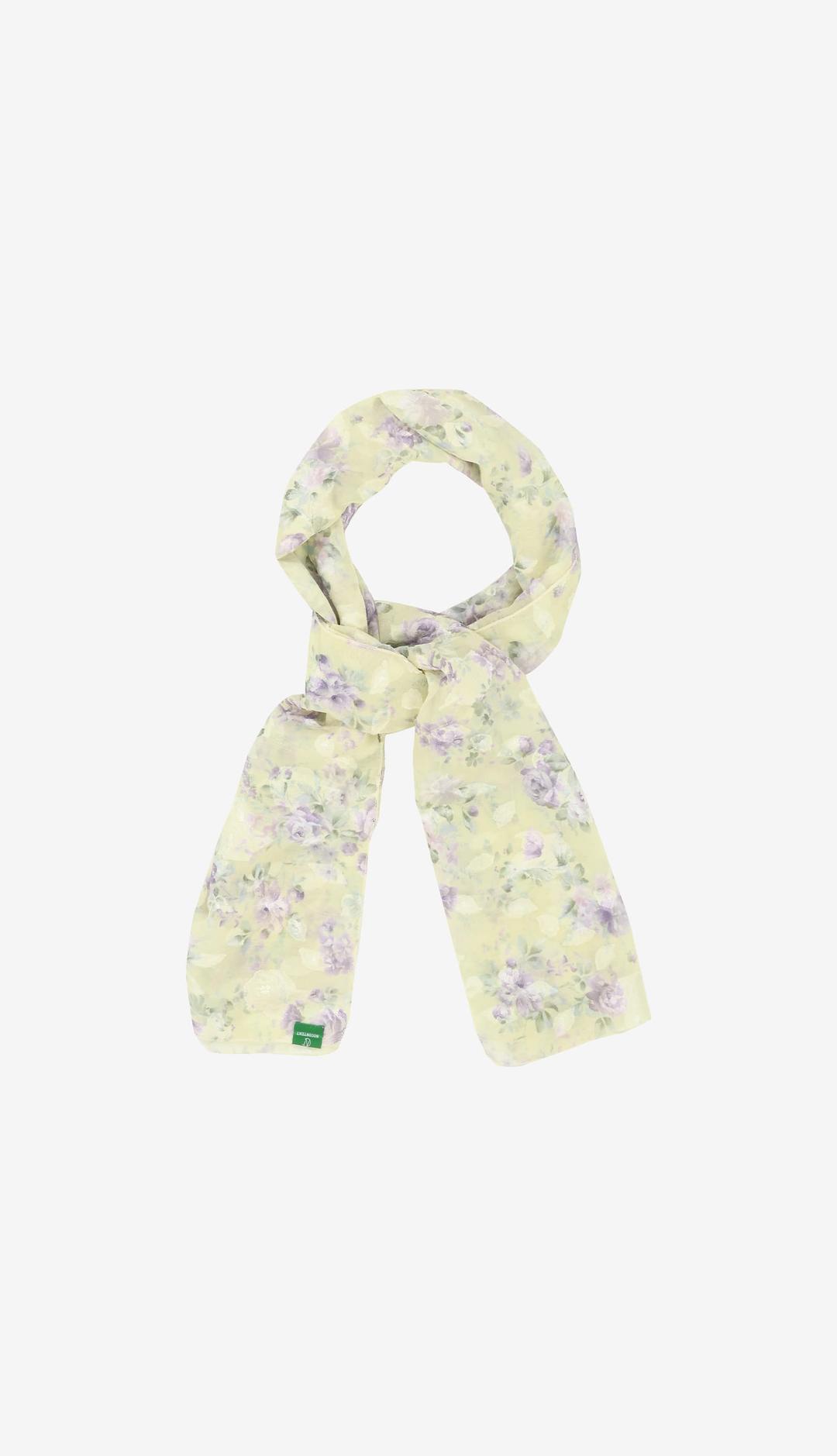 253. Romantic Flower Scarf _ Light Yellow