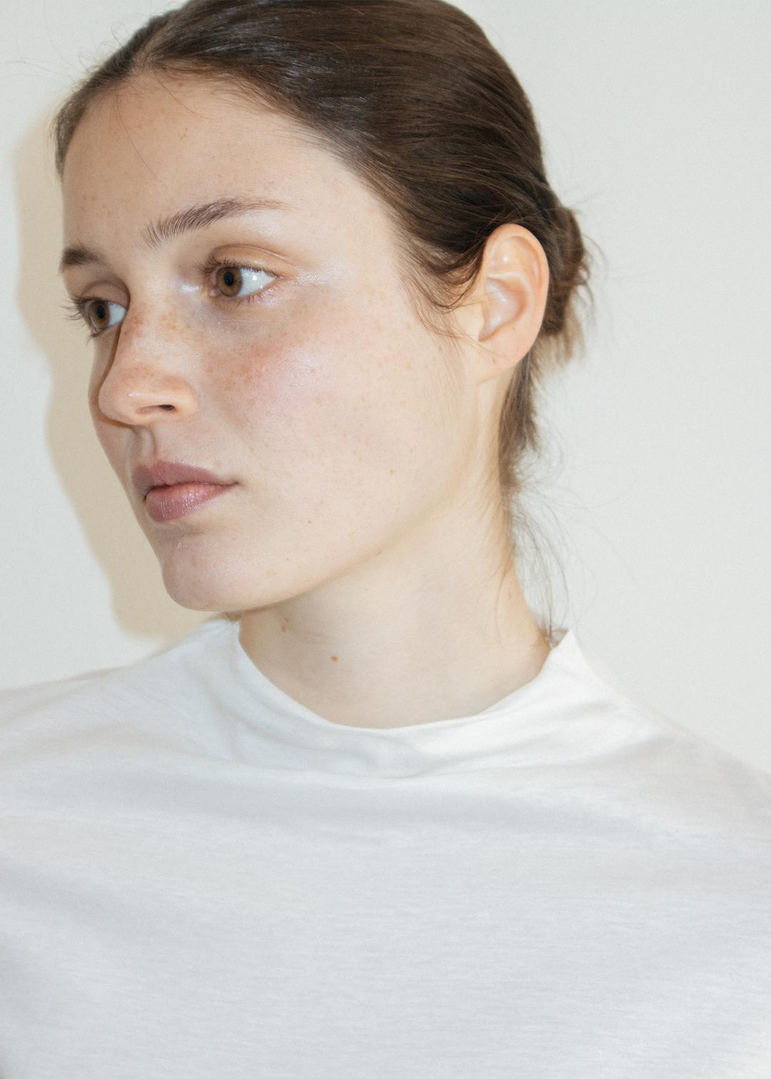 Silky Mock Neck Top in White