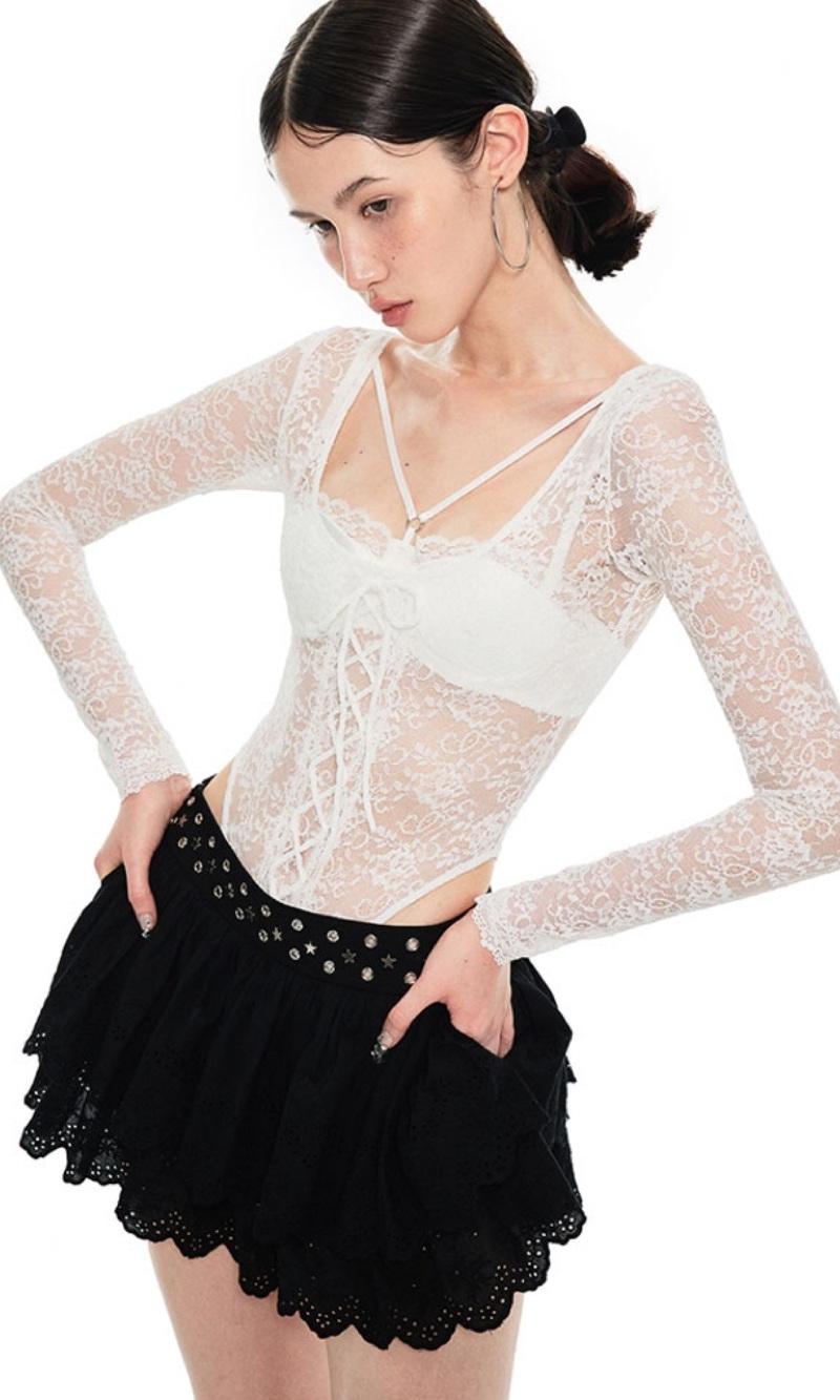 1JINN STUDIO Lace strap bodysuit