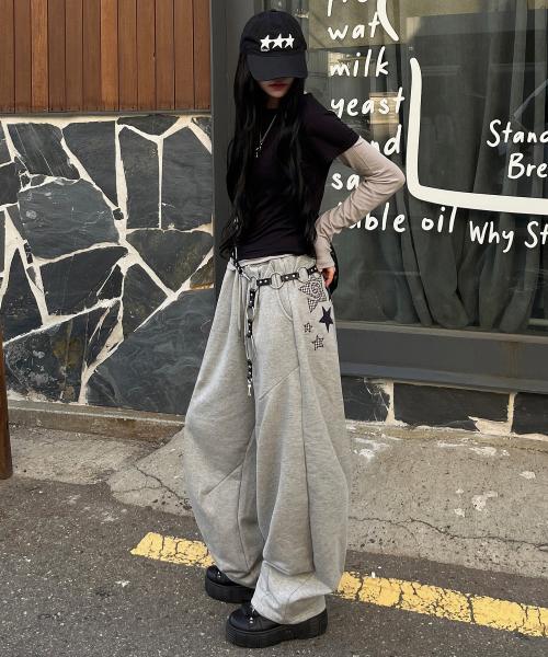 투스타 아플리케 벌룬 팬츠 멜란지