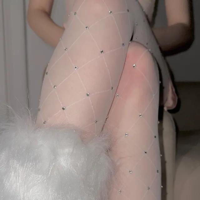 다이아 패턴 큐빅 스타킹 (착시효과)