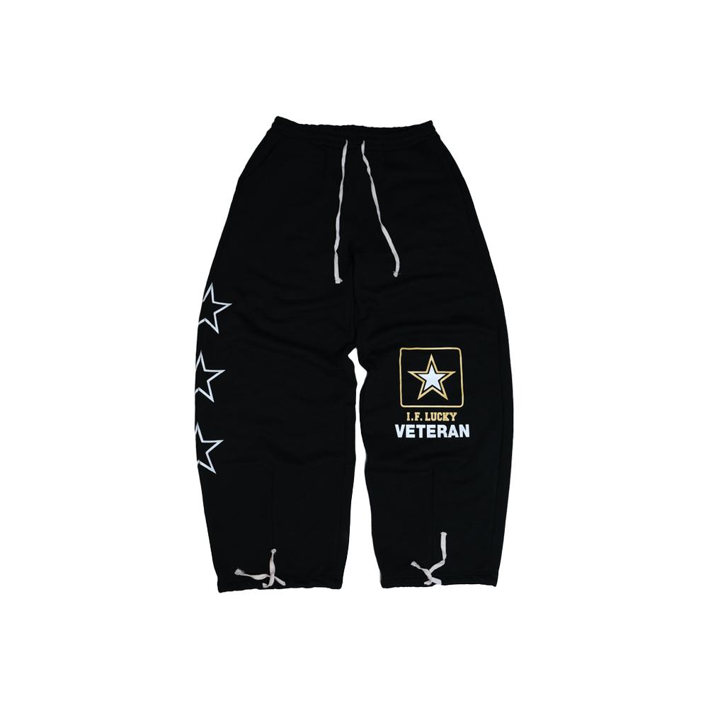 [IFEELLUCKY : 아이필럭키] LUCKY ARMY BIG SWEAT PANTS BLACK