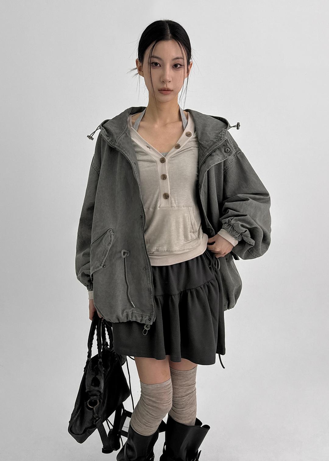 (UNISEX) 체스넛 워싱 야상점퍼 *