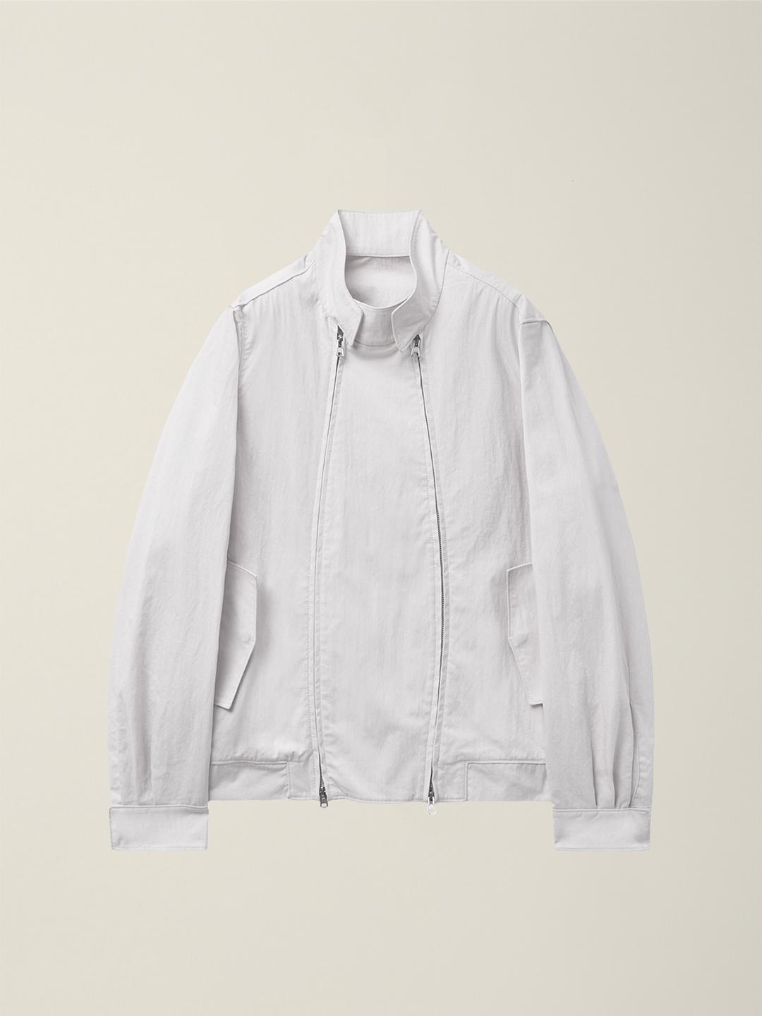 DOUBLE ZIP HARRINGTON JACKET WHITE