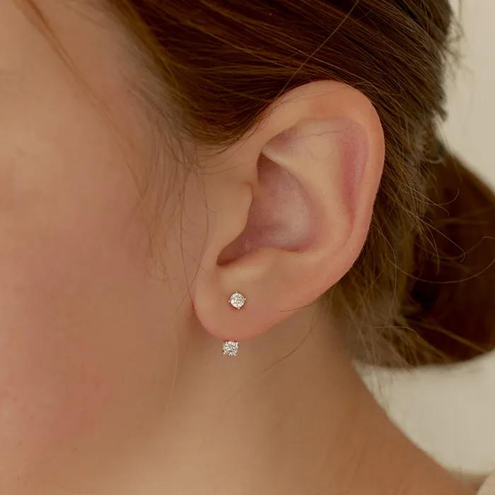 [진주귀걸이 2종 증정][Silver925] Two way clear earring