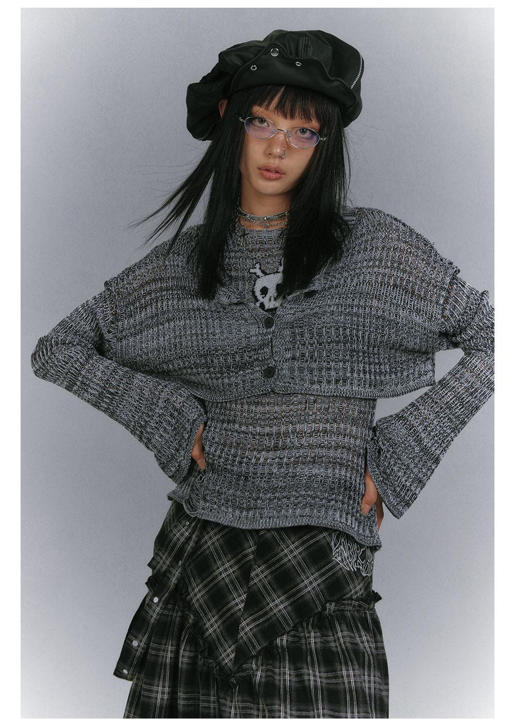 YUKAHOUSE Y2K Hole Suit Sweater Setup
