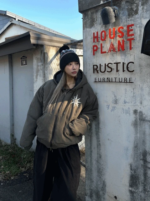 [UNISEX] 빈티지 썬 투웨이 후드 패딩 점퍼 (3color)