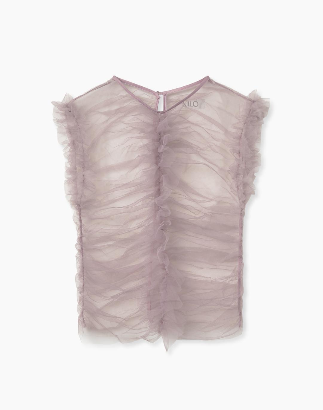 SHEER TULLE BLOUSE (ASH ROSE)