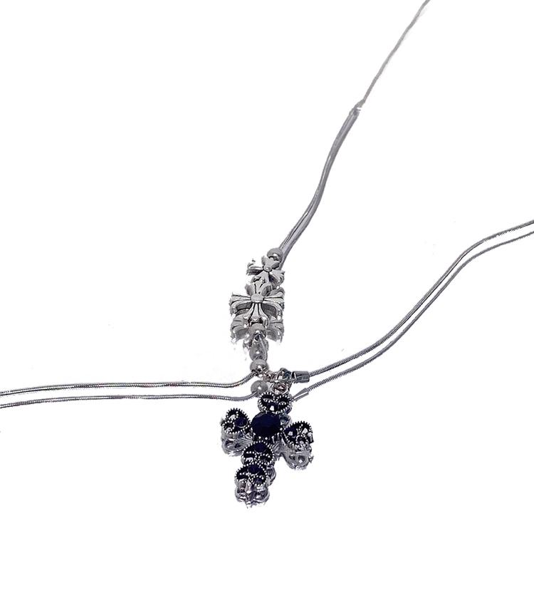 Surgical Steel Chrome Cross Long Necklace