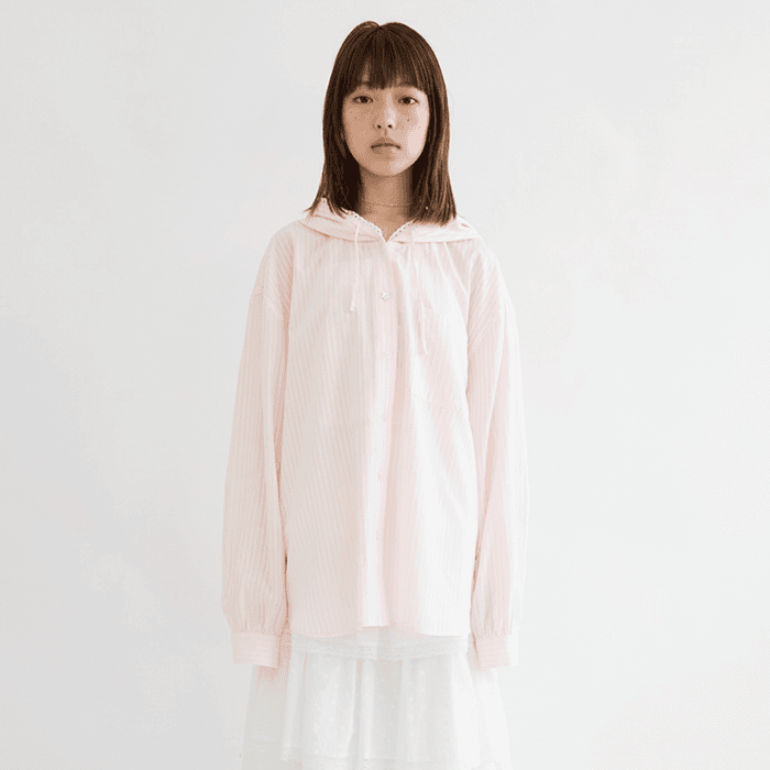 Poppy hoodie shirt (pink striped)