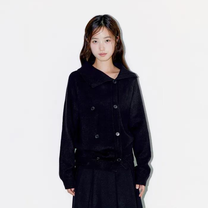 TWIN BUTTON CARDIGAN, BLACK