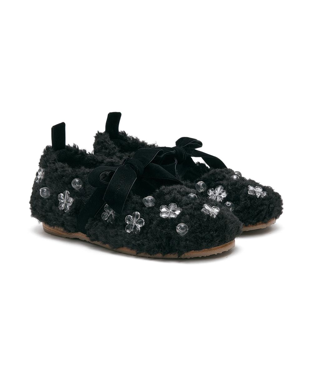 [X SUSAN FANG] FURRY MARYJANES - BLACK