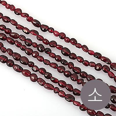 [5-8637-03] 원석(조약돌/소) 약4x6mm 가넷 (T) [반줄(약19cm),1줄]