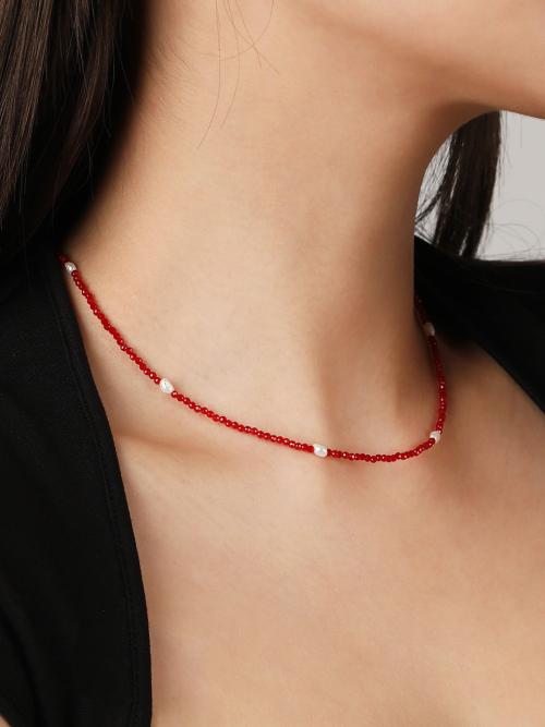 뮤징아카이브(MUSINGARCHIVE)  Glass Necklace deep red - 후기 | 무신사