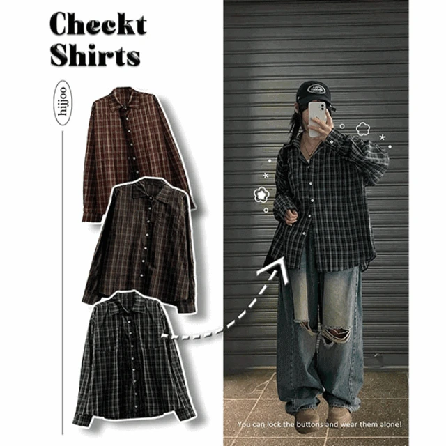 랑시빈티지체크셔츠남방 (3color)