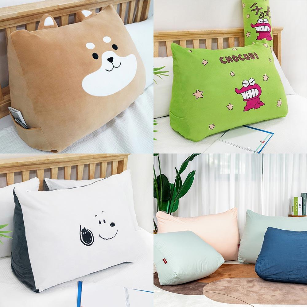 삼각 등받이 쿠션 집순이 쇼파 침대 의자 허리 받이 짱구 스누피 시바 냥이 스폰지밥 뚱이 중형 대형