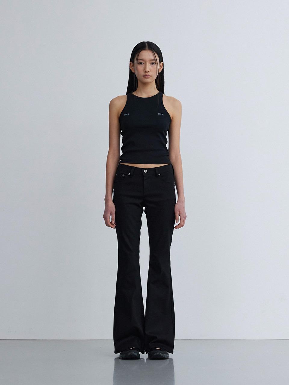 In Line Slub Bootscut Pants (black)