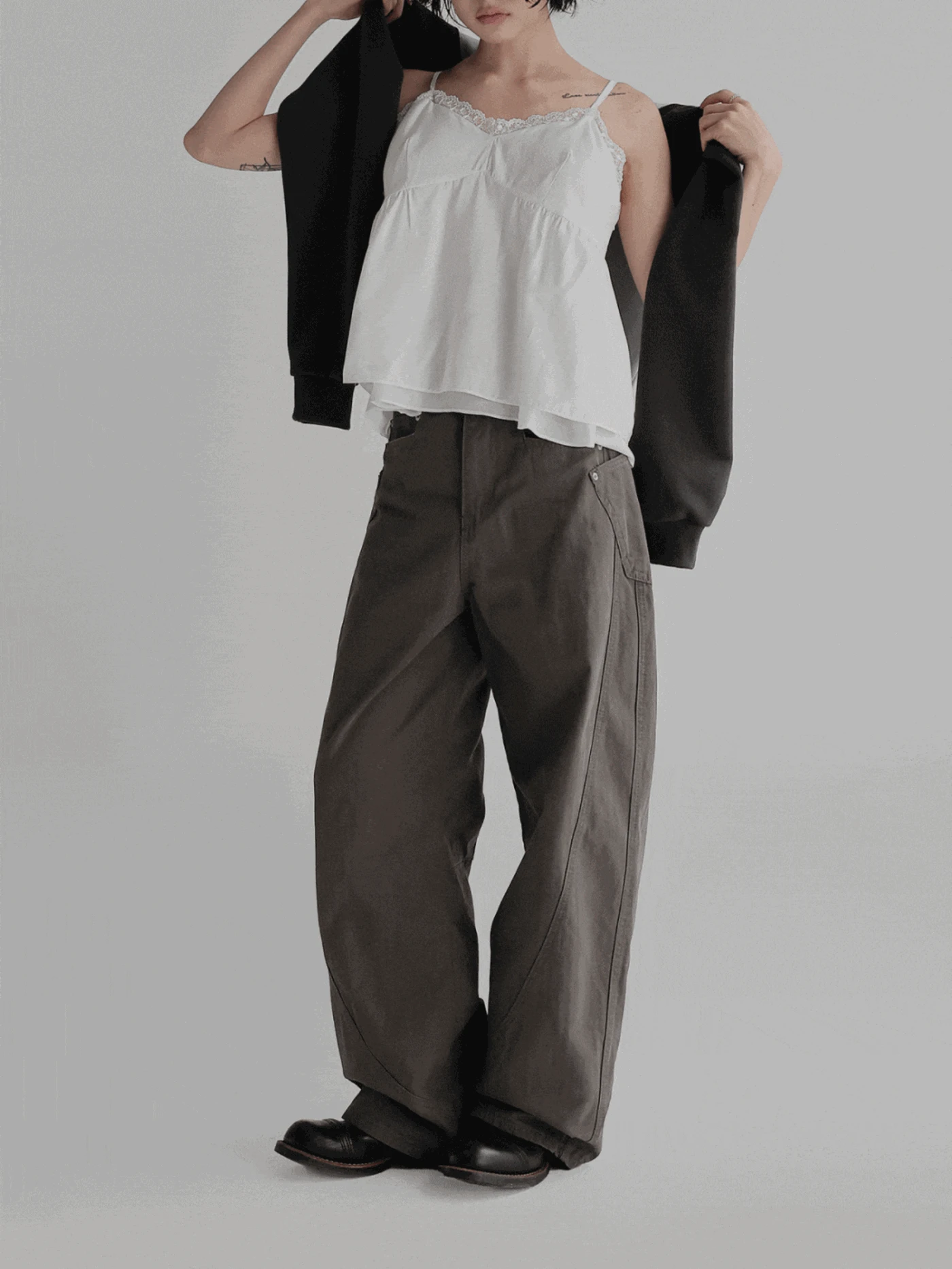 헤링본절개커브팬츠