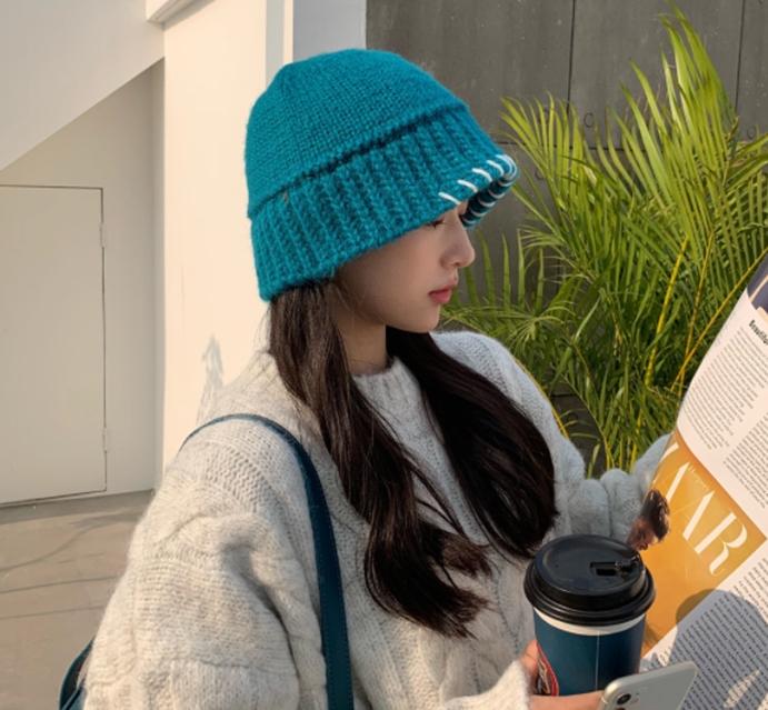 니트모자 겔랑 니트 방한 털 비니 귀마개 방한모 여성 봄 가을 겨울 벙거지 모자 버킷햇