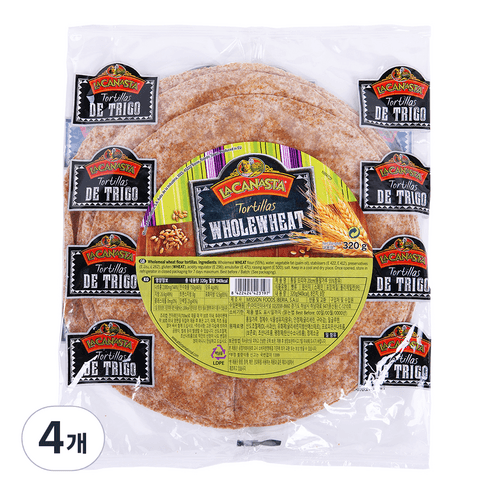 라카나스타 미션푸드 통밀 또띠야 20cm 8p, 320g, 32개 - 또띠아 | 쿠팡