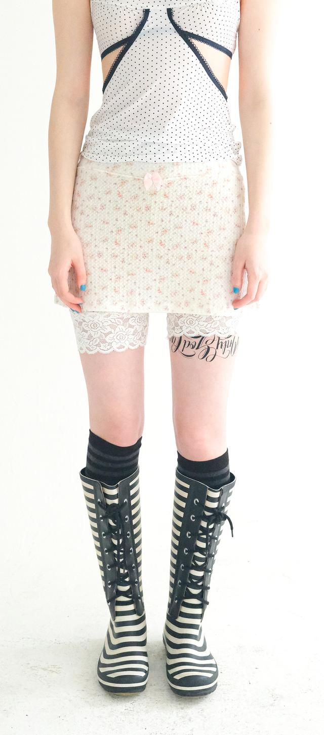 [fa.er.ie] flower jacquard skirt pants (cream)