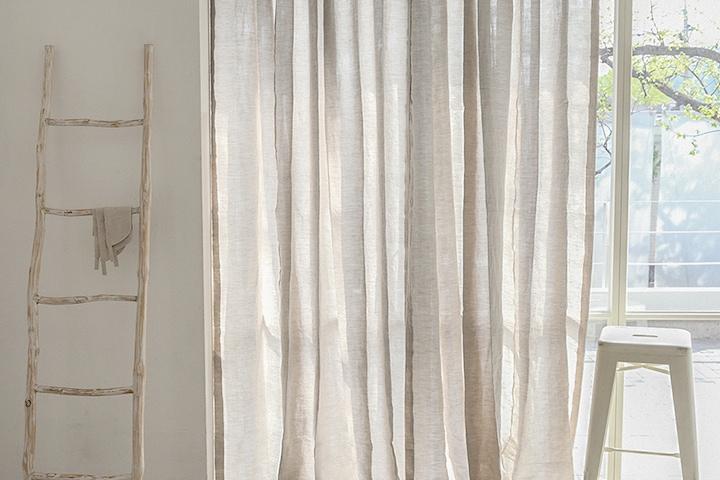 레트로 내추럴베이지 린넨 빈티지 커튼(기본/봉집/아일렛형) 6size 9색