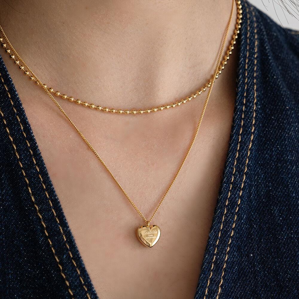 CKE201[2SET][surgical steel]Rows of Heart Layered Necklace