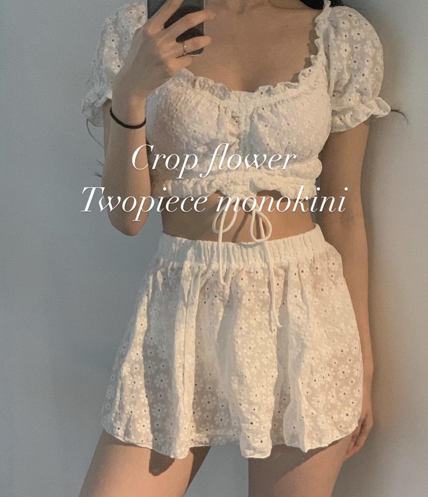 Crop flower Two-piece monokini