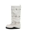Bold Wrinkled Belted Long Boots [ White ]