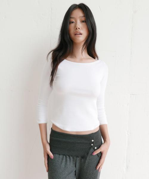 D. BASIC PICOT BOATNECK TEE - 3 COLOR
