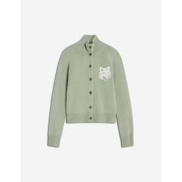 フォックスヘッド インターシャ メリノ ハイネック カーディガン