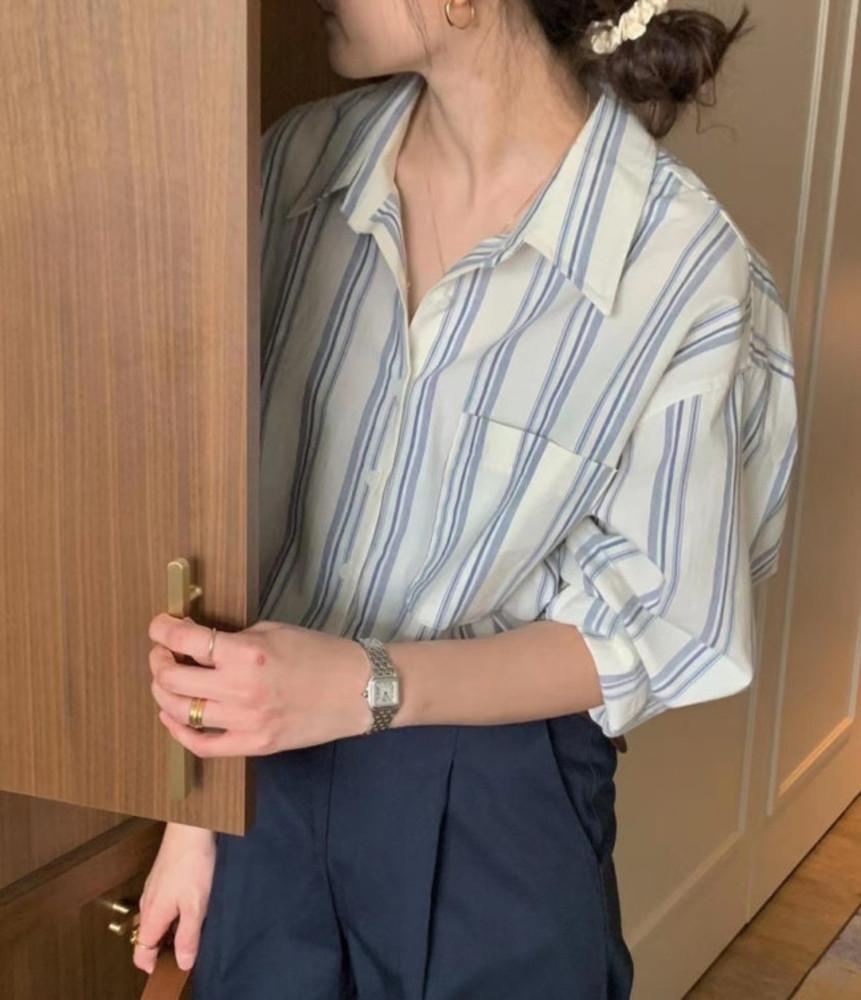 빈스 스트라이프 셔츠(2color)