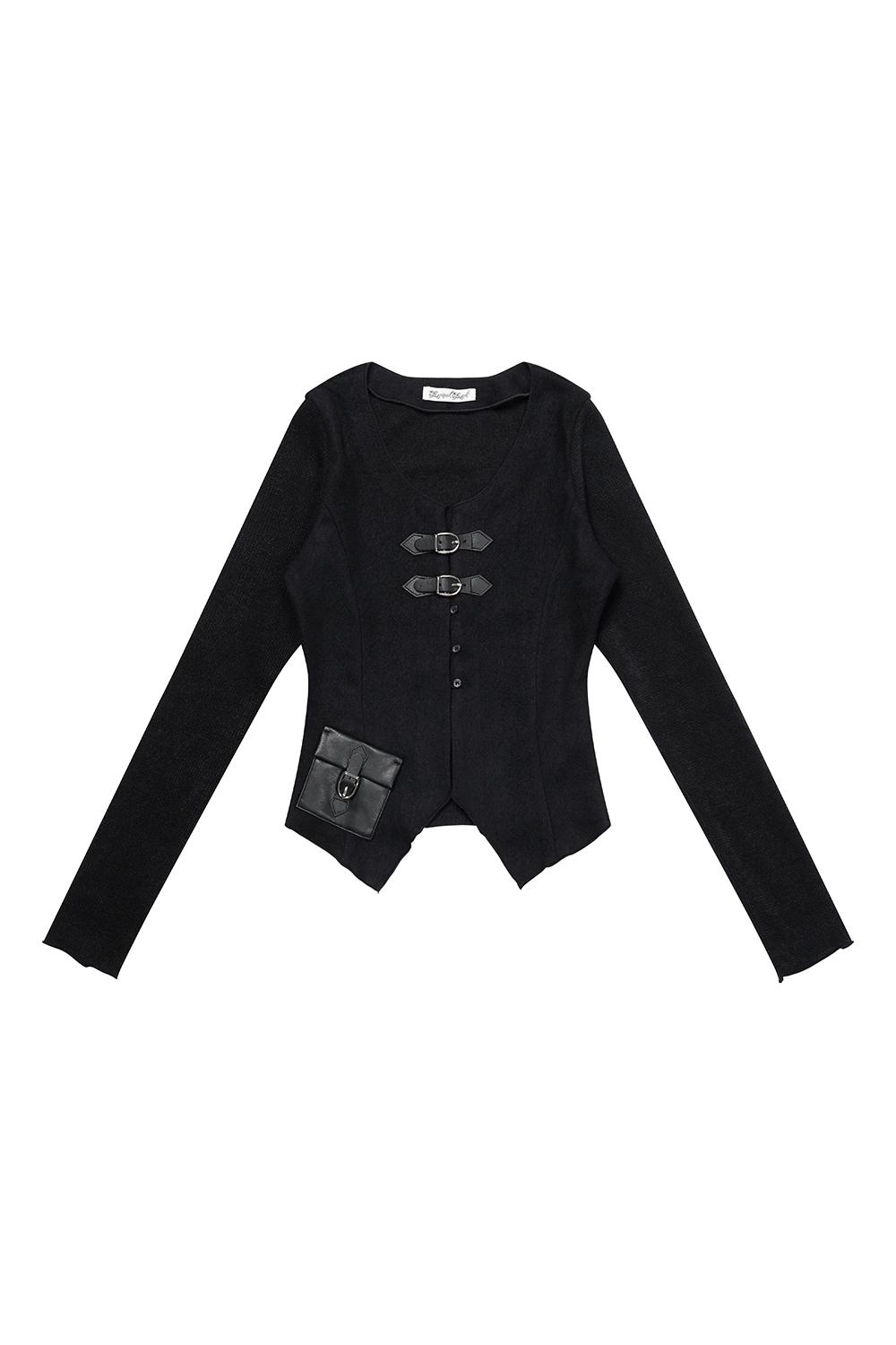 Buckle knit cardigan (Black)