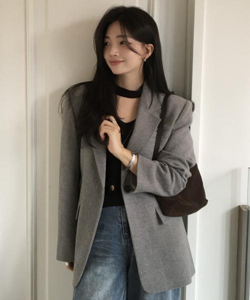 싱글 테일러드 자켓 그레이 MDJK040GRAY