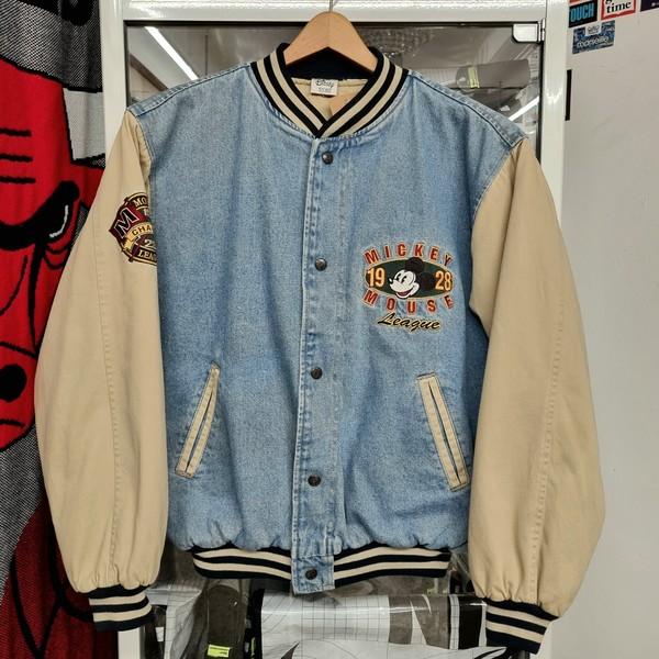 90's 디즈니 미키 데님 바시티 자켓