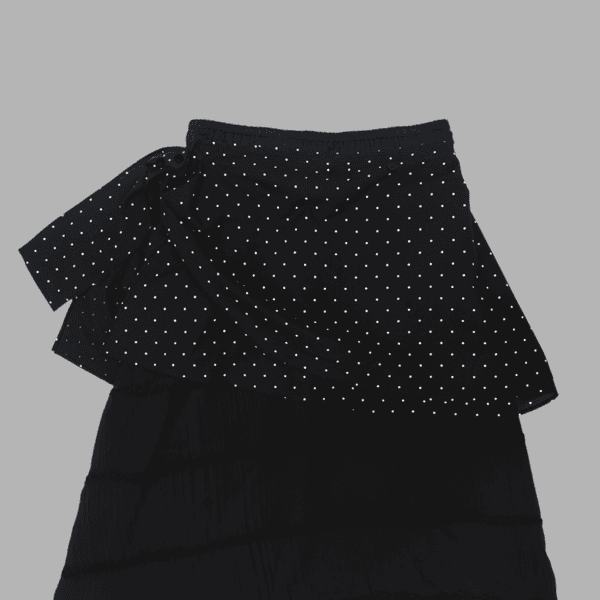 CHIFFON DOT LAYERED BANDING SKIRT (BLACK)