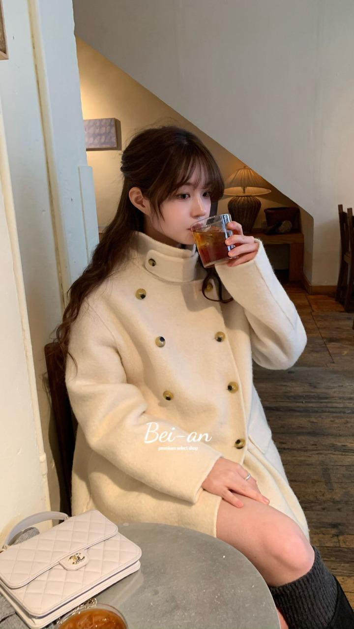 바이안 vegetable 베지터블 벨 하프 코트 알파카 카라 더블 ct (2 color)