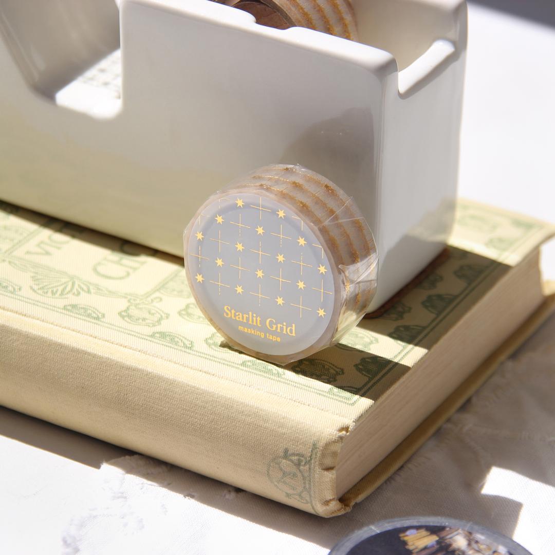 Starlit Grid Gold Foil Hand Cutting Clear Tape