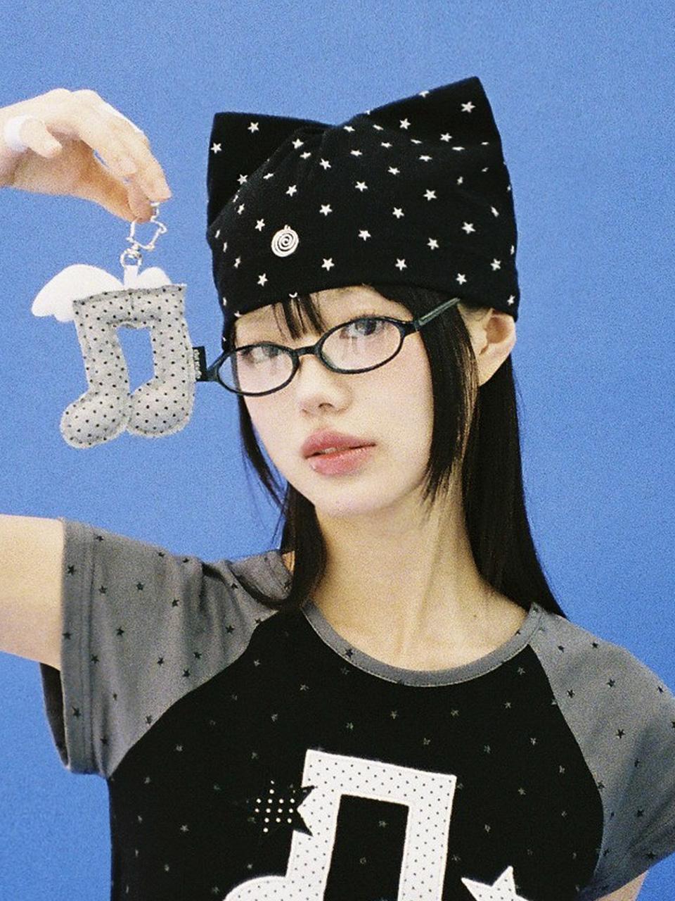 Cat Ear Star Beanie - BLACK