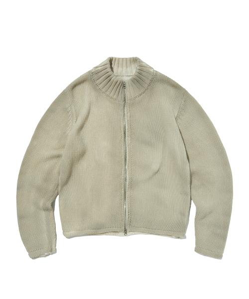 WASHED KNIT ZIP UP [IVORY]