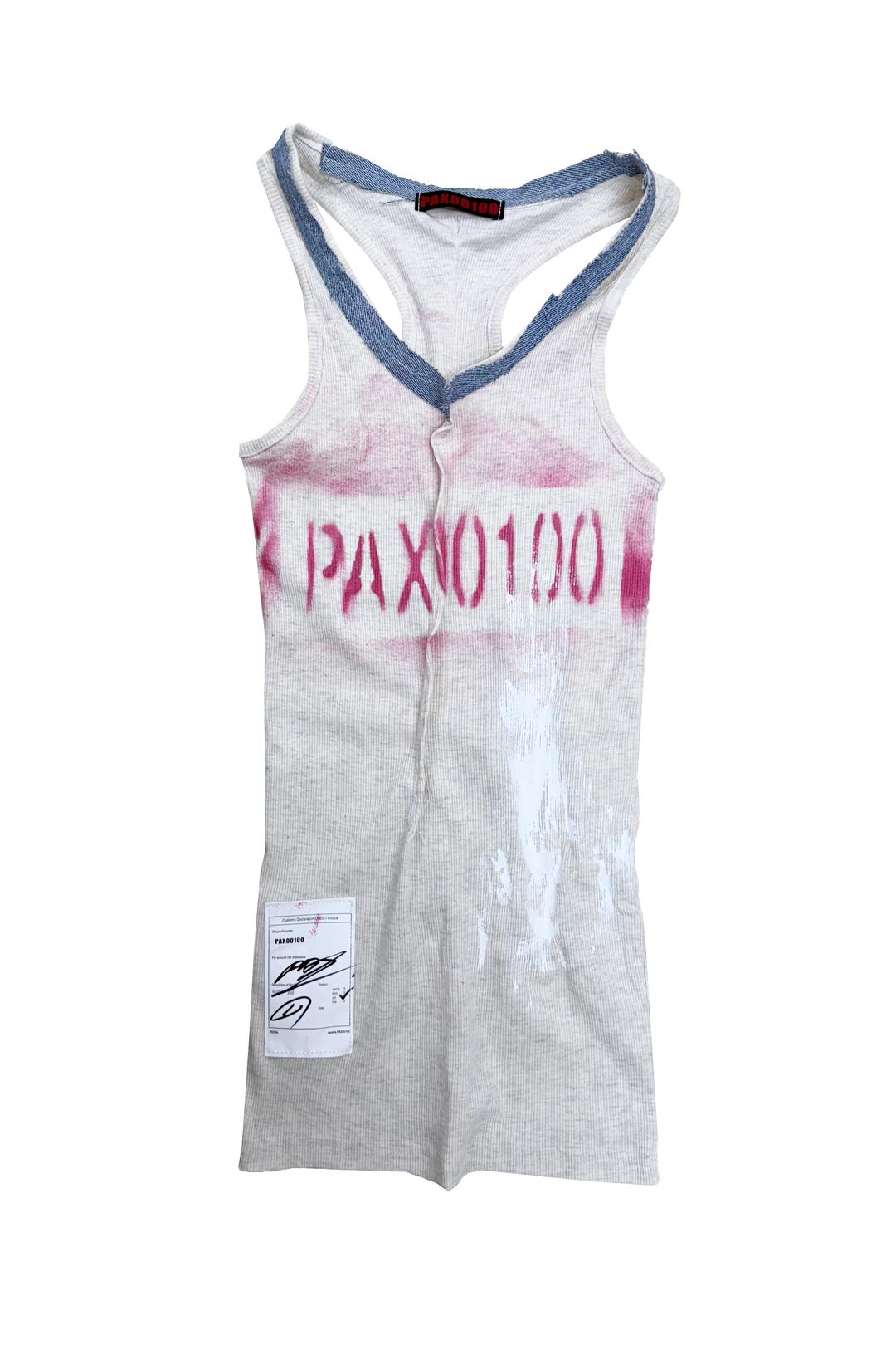 PAX00100 IVORY SLEEVELEES TOP WITH DENIM